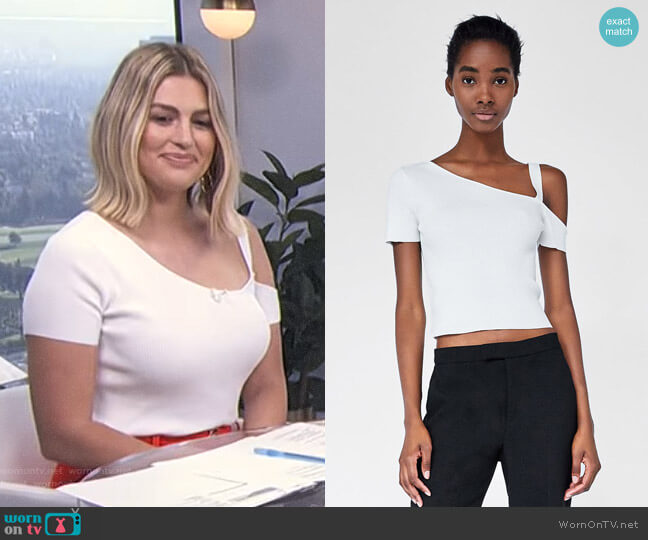 Asymmetrical Ribbed Top by Zara worn by Carissa Loethen Culiner on E! News