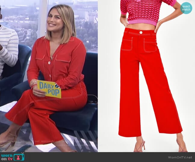 WornOnTV: Carissa’s red shirt with white stitching and cropped pants on ...