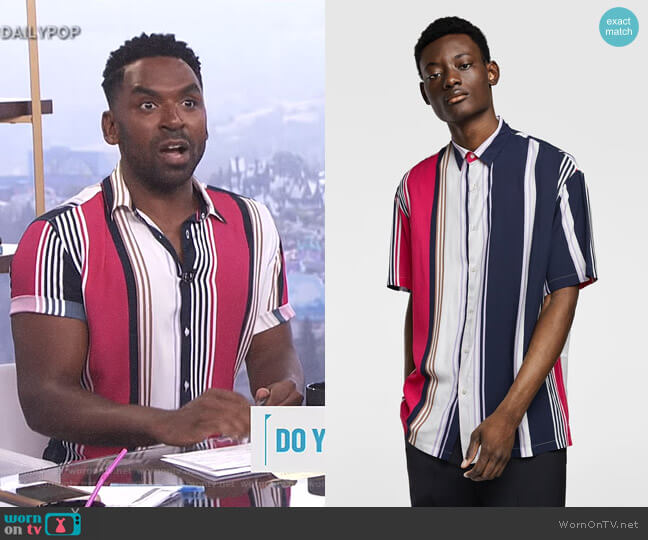 Flowy Striped Shirt by Zara worn by Justin Sylvester on E! News