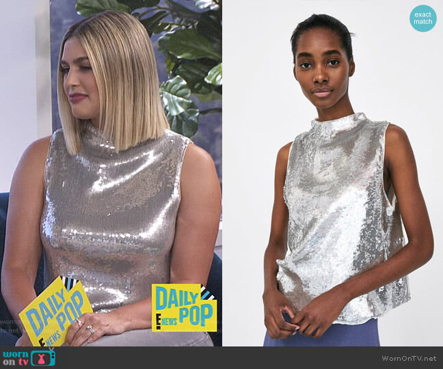 Top with Sequins by Zara worn by Carissa Loethen Culiner  on E! News