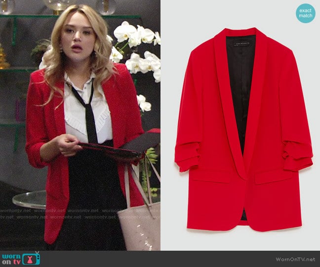 Zara Crepe Blazer worn by Summer Newman (Hunter King) on The Young and the Restless