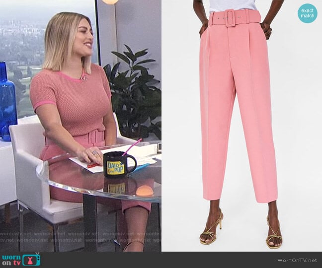 zara pink pants with belt