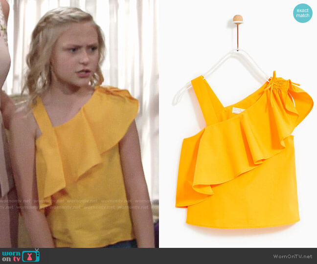 Zara Poplin Top with Ruffle worn by Faith Newman (Alyvia Alyn Lind) on The Young and the Restless