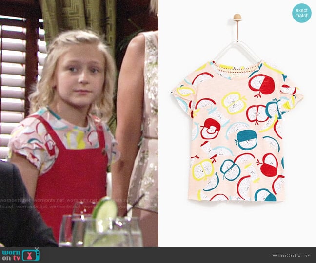 Zara Printed T-shirt worn by Faith Newman (Alyvia Alyn Lind) on The Young and the Restless