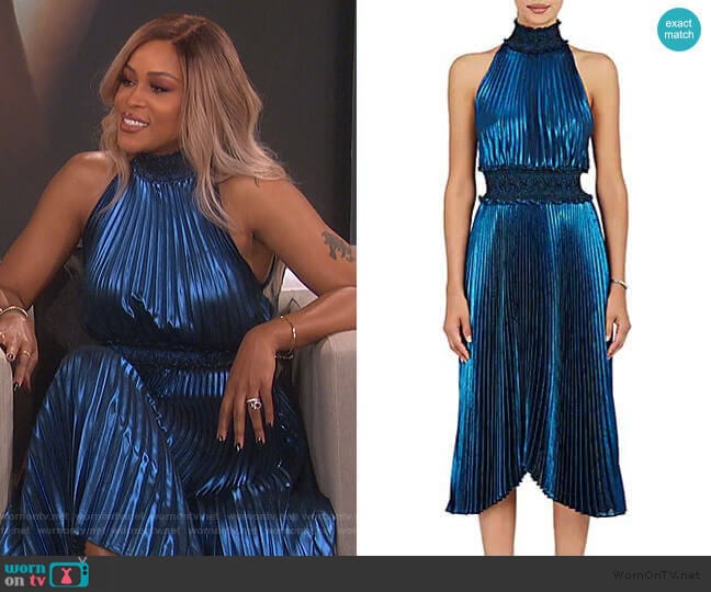 Kravitz Lamé Halter Dress by ALC worn by Eve on The Talk