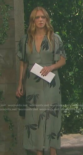 Abigail’s grey printed midi dress on Days of our Lives