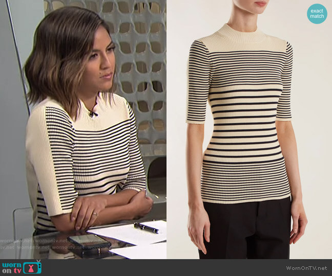 Wimna Striped Ribbed-Knit Top by Acne Studios worn by Erin Lim on E! News