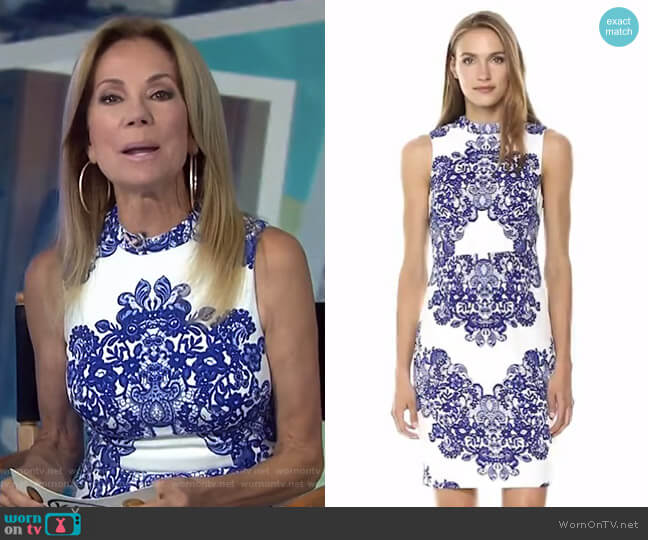 Lace Printed Mock Neck Sleeveless Dress by Adrianna Papell worn by Kathie Lee Gifford on Today