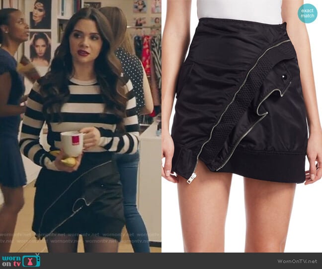 Deconstructed Bomber Miniskirt by Alexander Wang worn by Jane Sloan (Katie Stevens) on The Bold Type