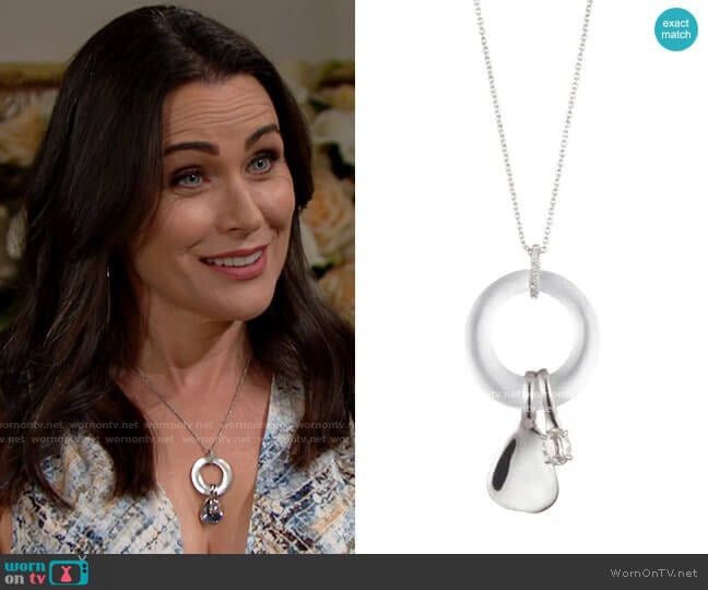 Alexis Bittar Circle Link Necklace with Liquid Metal Charms by Alexis Bittar worn by Quinn Fuller (Rena Sofer) on The Bold and the Beautiful