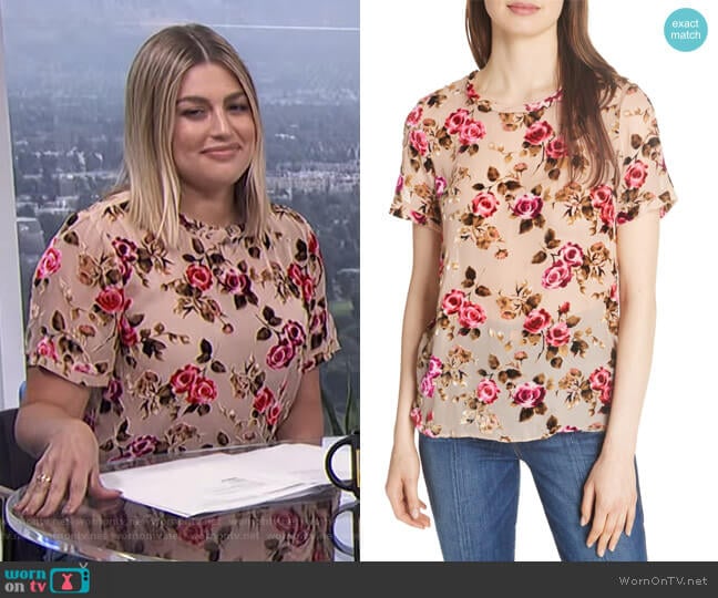 Piera Floral Burnout Tee by Alice + Olivia worn by Carissa Loethen Culiner on E! News