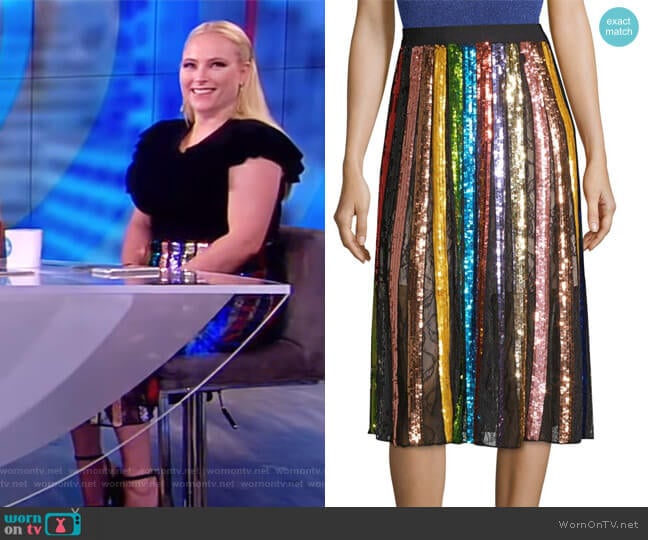 Tianna Striped Sequin Midi Skirt by Alice + Olivia worn by Meghan McCain on The View