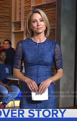 Amy’s blue short sleeve lace dress on Good Morning America