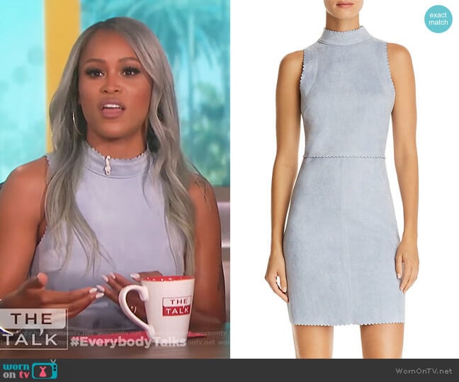 Scalloped Faux Suede Sheath Dress by Aqua worn by Eve on The Talk