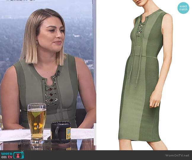 Safari Lace-Up Body-Con Dress by Bcbgmaxazria worn by Carissa Loethen Culiner on E! News