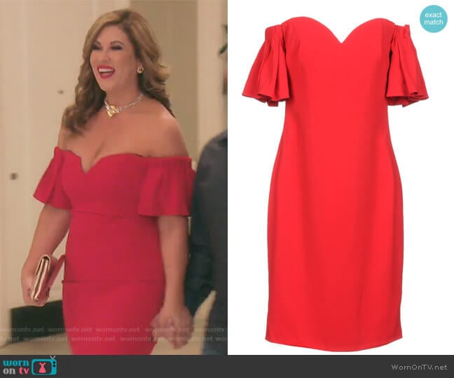 Short Dress by Badgley Mischka worn by Emily Simpson on The Real Housewives of Orange County