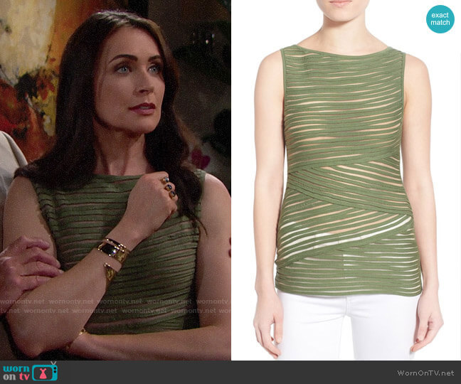 Bailey 44 Pangea Top in Olive worn by Quinn Fuller (Rena Sofer) on The Bold and the Beautiful