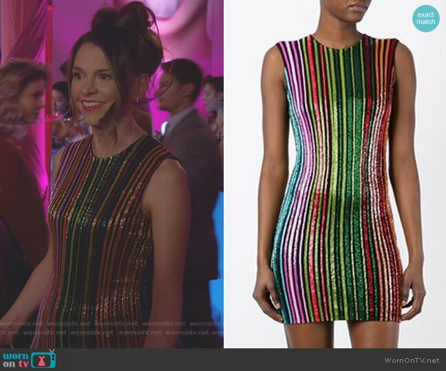 Striped Sequin Dress by Balmain worn by Kelsey Peters (Hilary Duff) on Younger