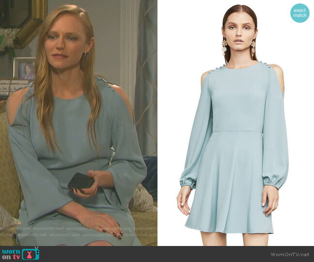 Bailey Cold-Shoulder Button-Detail Dress by Bcbgmaxazria worn by Abigail Deveraux (Kate Mansi) on Days of our Lives