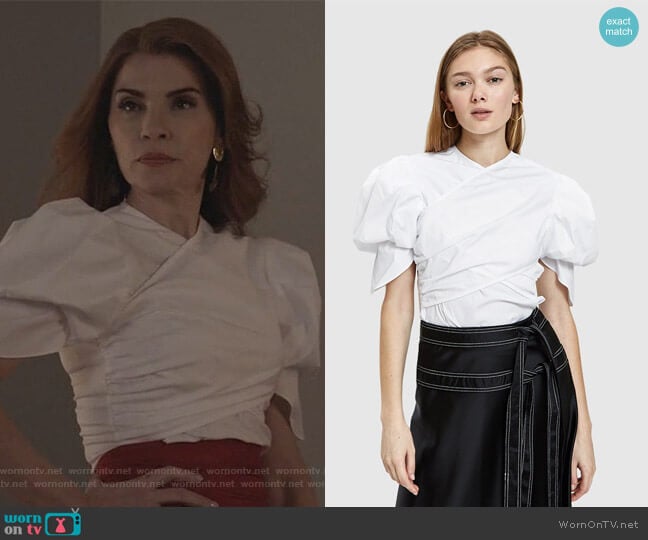 Estela Puff Sleeve Blouse by Beaufille worn by Kitty Montgomery (Julianna Margulies) on Dietland