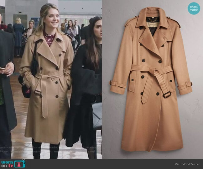 Cashmere Trench Coat by Burberry worn by Sutton (Meghann Fahy) on The Bold Type