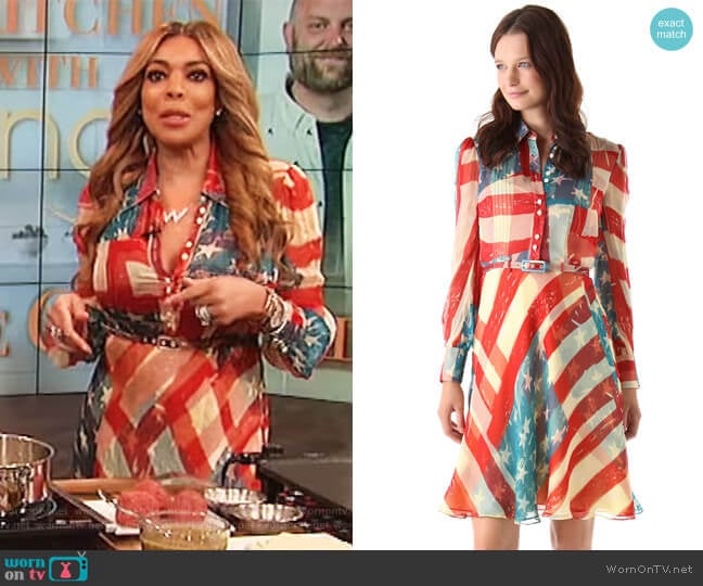 Flag Dress by Catherine Malandrino worn by Wendy Williams on The Wendy Williams Show