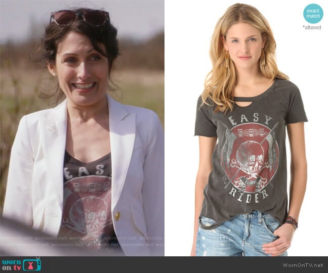 Easy Rider Deconstructed Tee by Chaser worn by Abby McCarthy (Lisa Edelstein) on Girlfriends Guide to Divorce