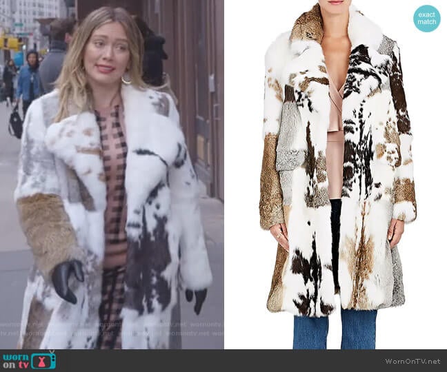 Rabbit Fur Coat by Co worn by Kelsey Peters (Hilary Duff) on Younger