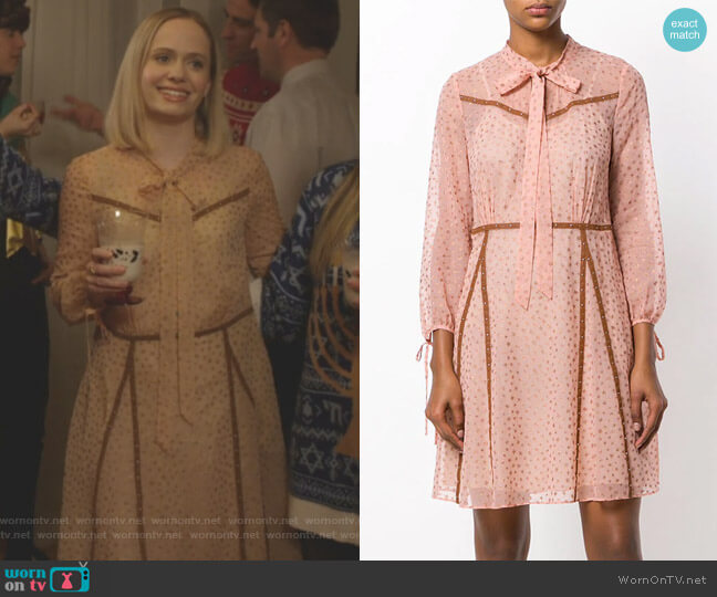 Star Print Georgette Dress by Coach worn by Caitlin Miller (Tessa Albertson) on Younger