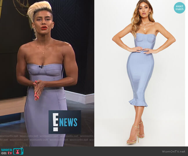 Frill Hem Bandage Midi Dress by Pretty Little Thing worn by Sibley Scoles on E! News