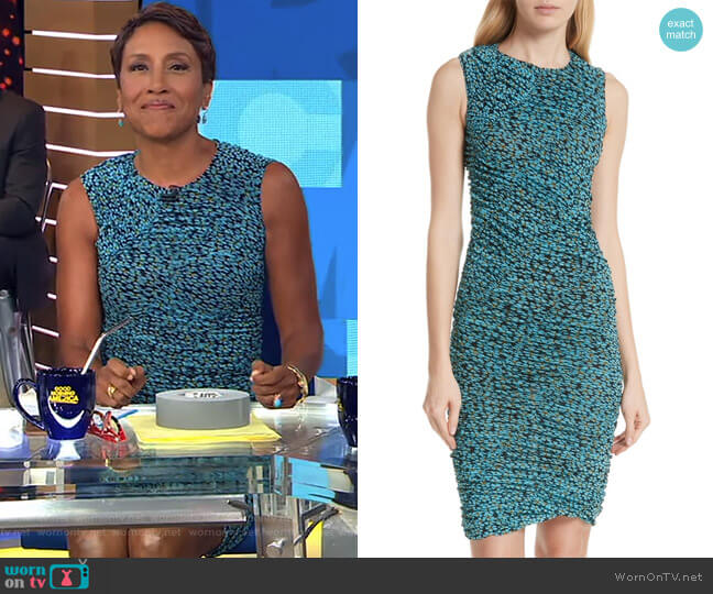 WornOnTV: Robin’s blue floral ruched dress on Good Morning America ...