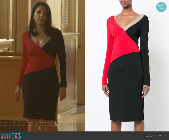 Colourblocked Dress by Diane Von Furstenberg worn by Camila Vargas (Veronica Falcón) on Queen of the South