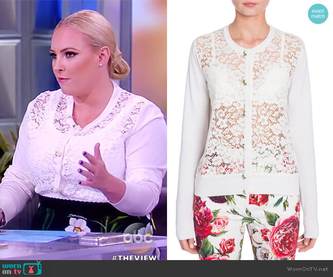 Long Sleeve Lace Front Cardigan by Dolce & Gabbana worn by Meghan McCain on The View