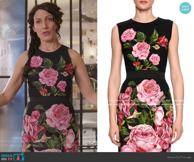 Sleeveless Rose Dress by Dolce & Gabbana worn by Abby McCarthy (Lisa Edelstein) on Girlfriends Guide to Divorce