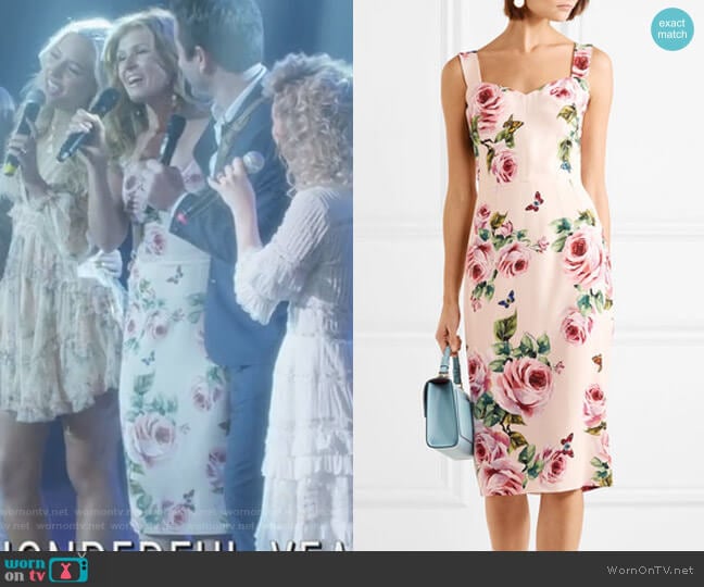 Floral-Print cCady Midi Dress by Dolce & Gabbana worn by Rayna Jaymes (Connie Britton) on Nashville