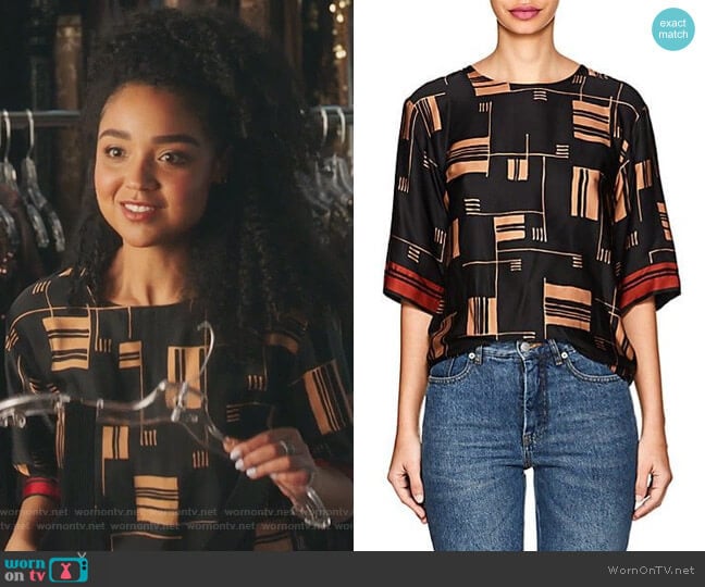 Congo Abstract-Pattern Crepe Shirt by Dries Van Noten worn by Kat Edison (Aisha Dee) on The Bold Type