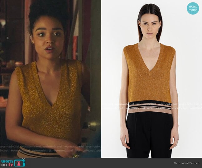 WornOnTV: Kat’s metallic v-neck top on The Bold Type | Aisha Dee ...