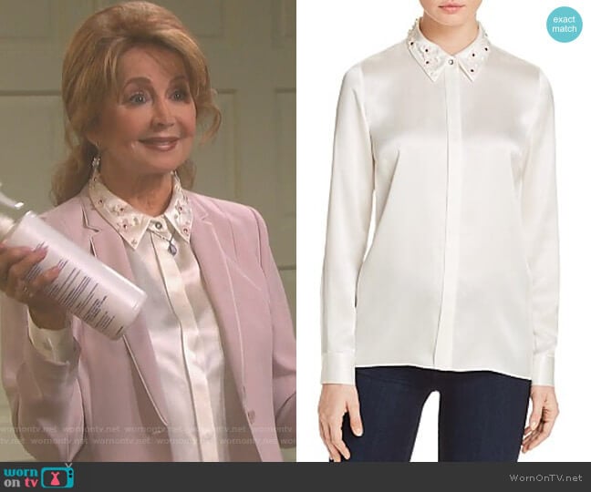 Wren Embellished Collar Silk Blouse by Elie Tahari worn by Maggie Horton (Suzanne Rogers) on Days of our Lives