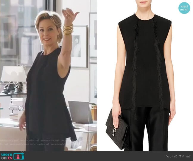 Tantalise Sleeveless Peplum Top With Fringe by Ellery worn by Jacqueline (Melora Hardin) on The Bold Type