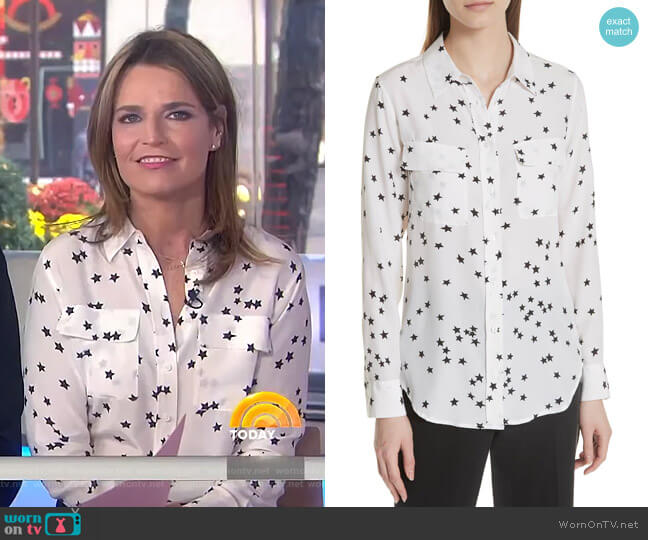 WornOnTV: Savannah’s white star print shirt on Today | Savannah Guthrie ...