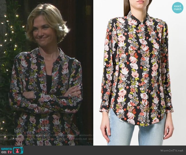 Floral Stripe Shirt by Equipment worn by Eve Donovan (Kassie DePaiva) on Days of our Lives