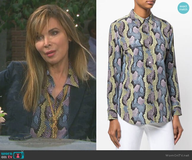 Snakeskin Print Blouse by Equipment worn by Kate Roberts (Lauren Koslow) on Days of our Lives