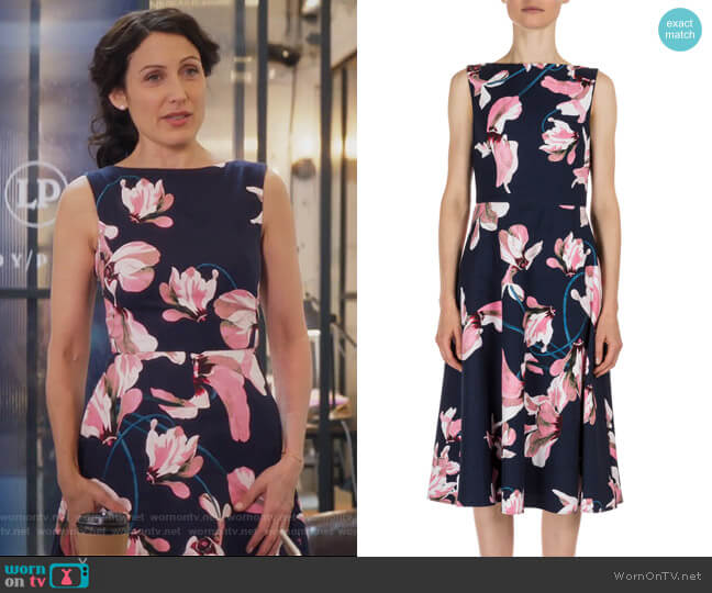 Maia Lily-Print Sleeveless Dress by Erdem worn by Abby McCarthy (Lisa Edelstein) on Girlfriends Guide to Divorce