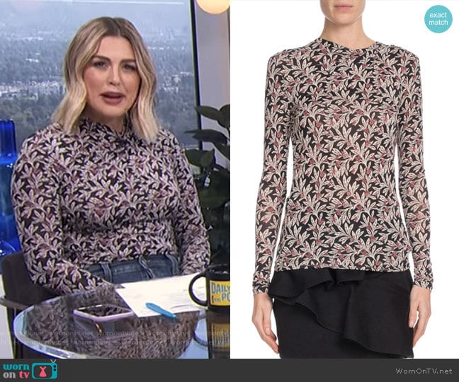 WornOnTV: Carissa’s black printed long sleeve top on E! News Daily Pop ...