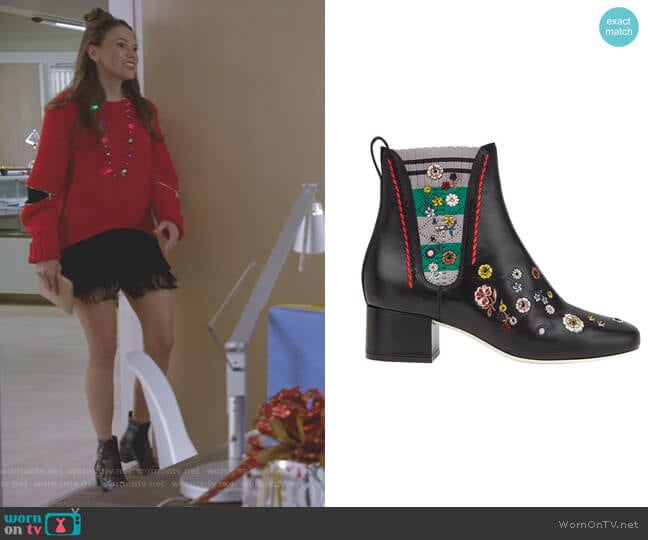 Floral Embroidered Boots by Fendi worn by Liza Miller (Sutton Foster) on Younger