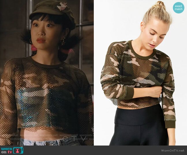 Active Mesh Camo Top by Forever 21 worn by Monica (Alice Lee) on Take Two