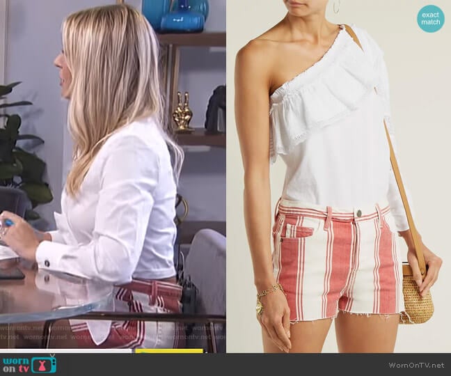 Le Cut Off Striped Shorts by Frame worn by Morgan Stewart on E! News