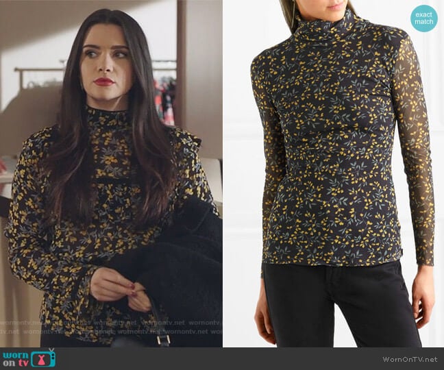 Tilden Mesh Turtleneck Top by Ganni worn by Jane Sloan (Katie Stevens) on The Bold Type