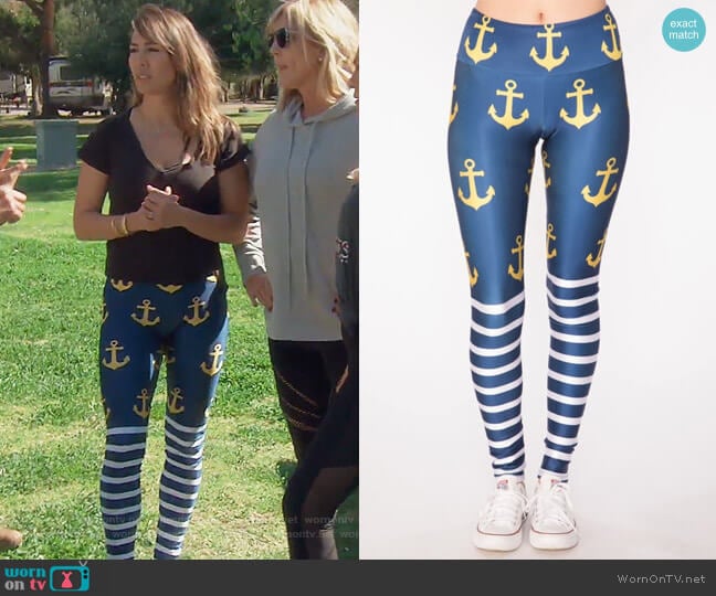 Golden Anchor Leggings by Gold Sheep worn by Kelly Dodd on The Real Housewives of Orange County