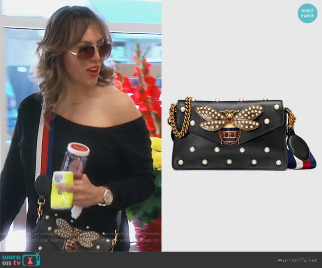 Broadway leather mini bag by Gucci worn by Kelly Dodd on The Real Housewives of Orange County